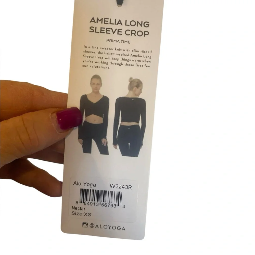 NWT Alo Yoga amelia long sleeve crop top NECTAR Size XS - Picture 4 of 4